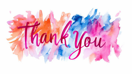 Words Thank You created in Watercolor Calligraphy.の素材