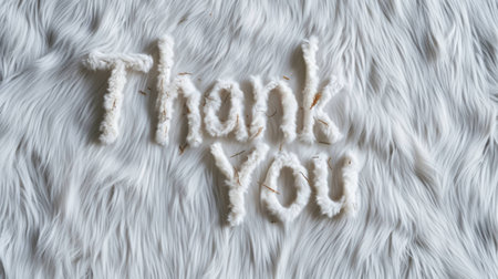White Fur Thank you concept creative art poster.の素材