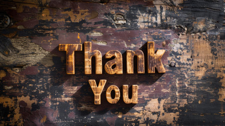 Wooden Oak Thank you concept creative art poster.の素材