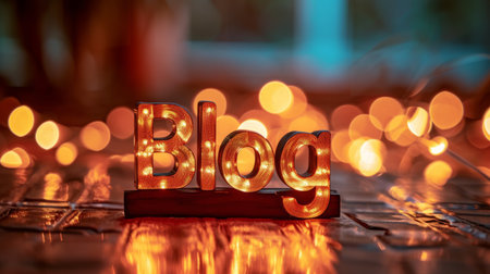 Brown LED Blog concept creative art poster.の素材