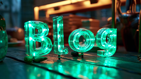 Green LED Blog concept creative art poster.の素材