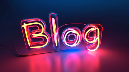 The word Blog created in Neon Calligraphy.の素材