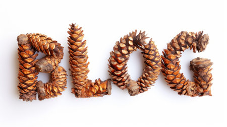 The word Blog created in Pine Pinecone Letters.の素材