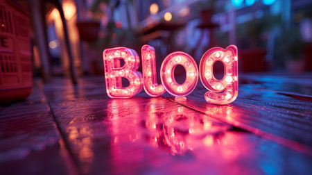 Pink LED Blog concept creative art poster.の素材