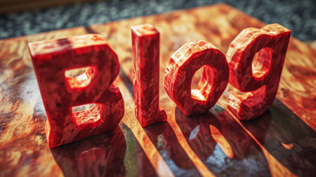 Red Marble Blog concept creative art poster.の素材