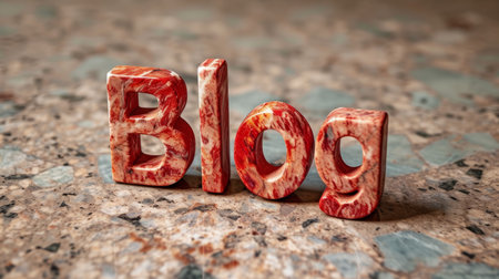 Red Marble Blog concept creative art poster.の素材