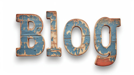 The word Blog created in Vintage Typography.の素材