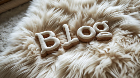 White Fur Blog concept creative art poster.の素材