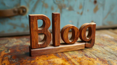 Wooden Mahogany Blog concept creative art poster.の素材