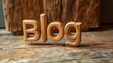 Wooden Oak Blog concept creative art poster.の素材