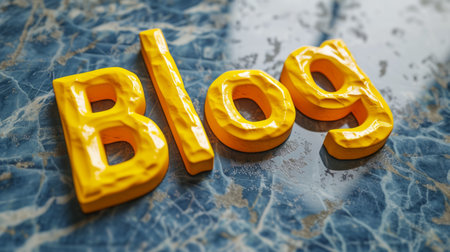 Yellow Marble Blog concept creative art poster.の素材