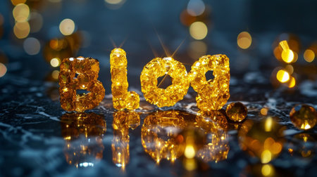 Yellow Sapphire Crystal Blog concept creative art poster.の素材