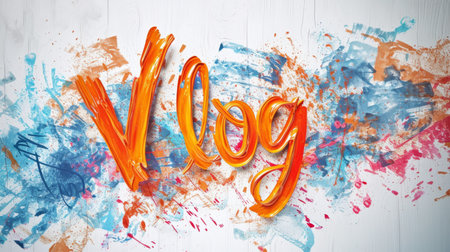 The word Vlog created in 3D Calligraphy.の素材