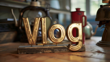 Antique Gold Vlog concept creative art poster.の素材