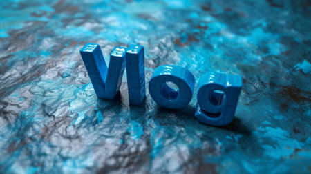 Blue Vlog concept creative art poster.の素材
