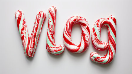 The word Vlog created in Candy Cane Typography.の素材