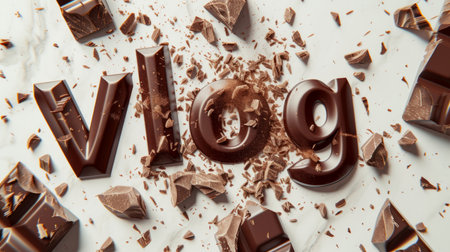 The word Vlog created in Chocolate Typography.の素材