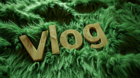 Green Fur Vlog concept creative art poster.の素材