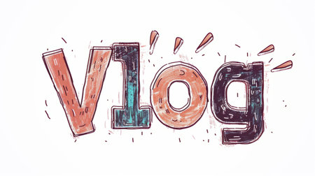 The word Vlog created in Minimalist Drawing.の素材