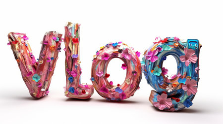 The word Vlog created in Mixed Media Sculpture.の素材