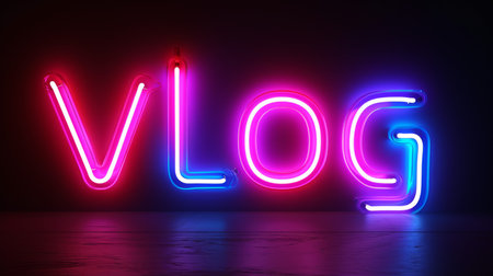 The word Vlog created in Neon Lettering.の素材