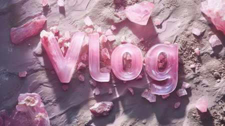 Rose Quartz Crystal Vlog concept creative art poster.の素材
