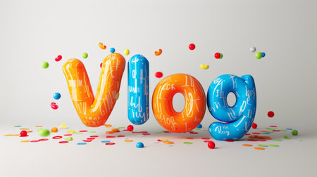 The word Vlog created in Serif Typography.の素材