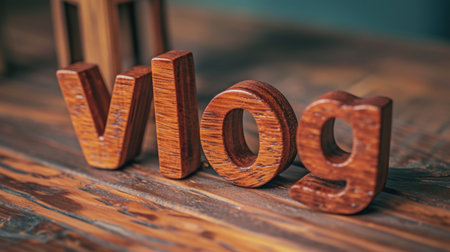 Wooden Rosewood Vlog concept creative art poster.の素材