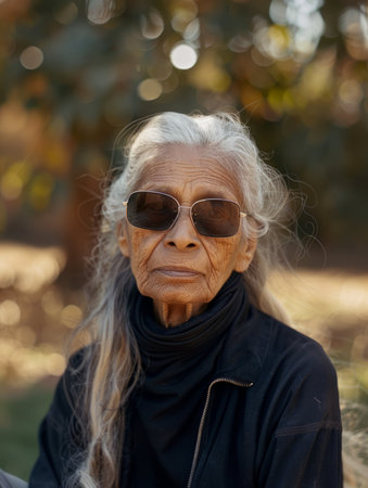 Old Indian Woman with Blond Straight Hair vintage Illustration.の素材