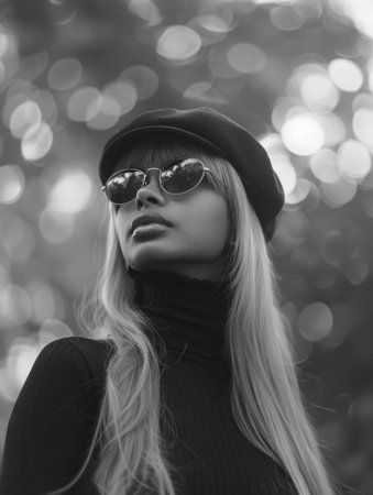 Teen Indian Woman with Blond Straight Hair vintage Illustration.の素材