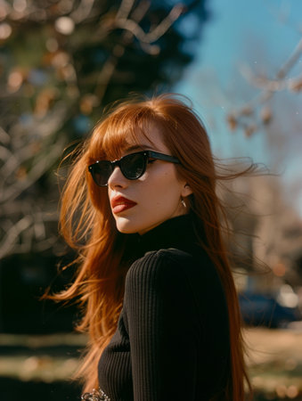 Teen Persian Woman with Red Straight Hair vintage Illustration.の素材