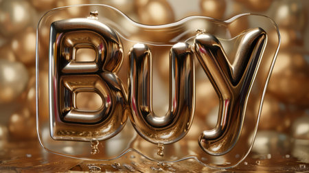 Brown Glossy Surface Buy concept creative art poster.の素材