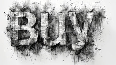 The word Buy created in Charcoal Sketch.の素材