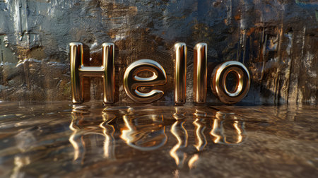 Brown Glossy Surface Hello concept art poster.の素材