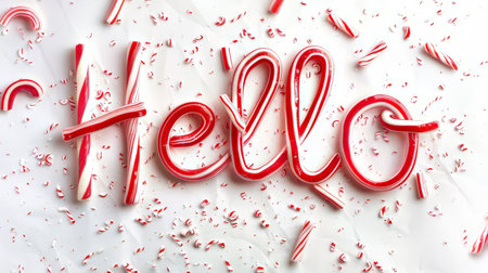 The word Hello created in Candy Cane Typography.の素材