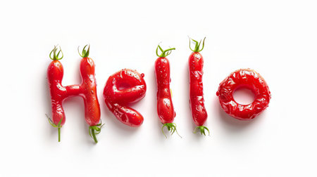 The word Hello created in Cherry Tomato Typography.の素材