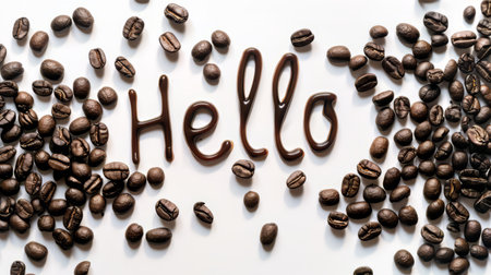 The word Hello created in Coffee Beans Typography.の素材