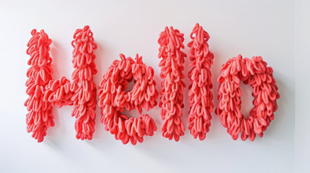 The word Hello created in Coral Letters.の素材