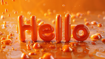 Orange Glossy Surface Hello concept art poster.の素材