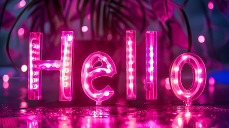 Pink LED Hello concept art poster.の素材