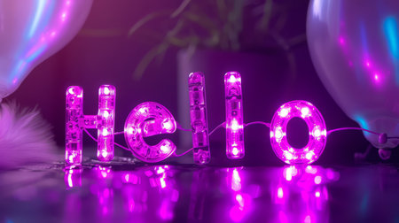 Violet LED Hello concept art poster.の素材