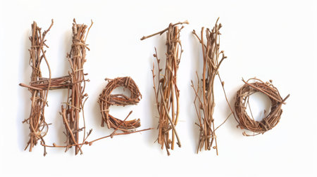 The word Hello created in Willow Twig Letters.の素材
