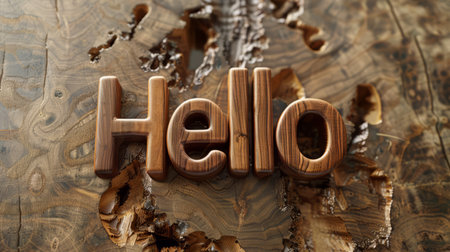 Wooden Walnut Hello concept art poster.の素材