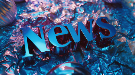 Blue Glossy Surface News concept art poster.の素材