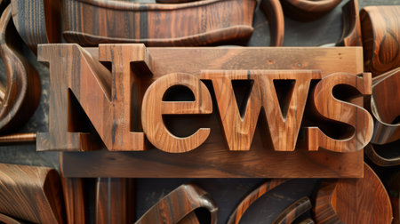 Wooden Mahogany News concept art poster.の素材