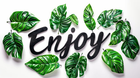 The word Enjoy created in Leaf Lettering.の素材