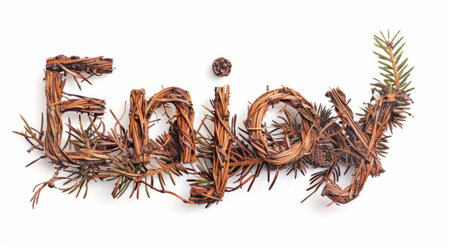 The word Enjoy created in Pine Twig Letters.の素材