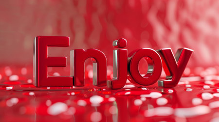 Red Glossy Surface Enjoy concept art poster.の素材