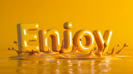 Yellow Glossy Surface Enjoy concept art poster.の素材