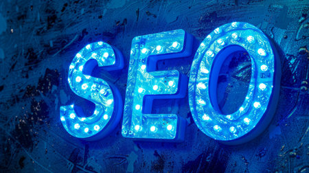 Blue LED SEO concept art poster.の素材